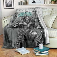 Bigfoot Stay Wild I Hate People Blanket Angry Sasquatch Distressed Forest Dark Fantasy