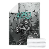 Bigfoot Stay Wild I Hate People Blanket Angry Sasquatch Distressed Forest Dark Fantasy