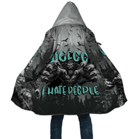 Bigfoot Stay Wild I Hate People Cloak Angry Sasquatch Distressed Forest Dark Fantasy