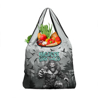Bigfoot Stay Wild I Hate People Grocery Bag Angry Sasquatch Distressed Forest Dark Fantasy