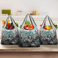 Bigfoot Stay Wild I Hate People Grocery Bag Angry Sasquatch Distressed Forest Dark Fantasy