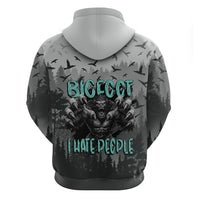 Bigfoot Stay Wild I Hate People Hoodie Angry Sasquatch Distressed Forest Dark Fantasy