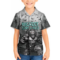 Bigfoot Stay Wild I Hate People Kid Hawaiian Shirt Angry Sasquatch Distressed Forest Dark Fantasy
