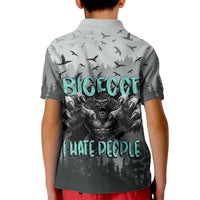 Bigfoot Stay Wild I Hate People Kid Polo Shirt Angry Sasquatch Distressed Forest Dark Fantasy