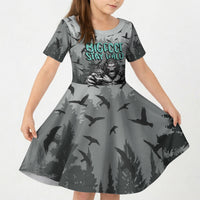 Bigfoot Stay Wild I Hate People Kid Short Sleeve Dress Angry Sasquatch Distressed Forest Dark Fantasy
