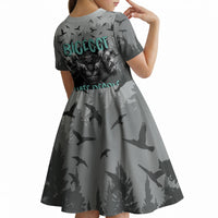 Bigfoot Stay Wild I Hate People Kid Short Sleeve Dress Angry Sasquatch Distressed Forest Dark Fantasy