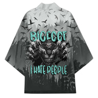 Bigfoot Stay Wild I Hate People Kimono Angry Sasquatch Distressed Forest Dark Fantasy