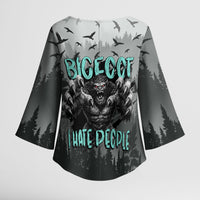 Bigfoot Stay Wild I Hate People Kimono Sleeve Blouse Angry Sasquatch Distressed Forest Dark Fantasy