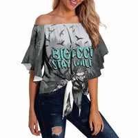 Bigfoot Stay Wild I Hate People Off Shoulder Wrap Waist Top Angry Sasquatch Distressed Forest Dark Fantasy