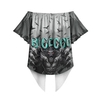 Bigfoot Stay Wild I Hate People Off Shoulder Wrap Waist Top Angry Sasquatch Distressed Forest Dark Fantasy