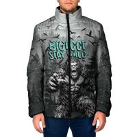Bigfoot Stay Wild I Hate People Padded Jacket Angry Sasquatch Distressed Forest Dark Fantasy