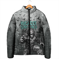 Bigfoot Stay Wild I Hate People Padded Jacket Angry Sasquatch Distressed Forest Dark Fantasy