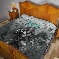 Bigfoot Stay Wild I Hate People Quilt Angry Sasquatch Distressed Forest Dark Fantasy