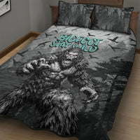 Bigfoot Stay Wild I Hate People Quilt Bed Set Angry Sasquatch Distressed Forest Dark Fantasy