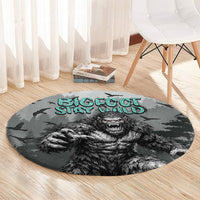Bigfoot Stay Wild I Hate People Round Carpet Angry Sasquatch Distressed Forest Dark Fantasy