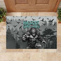Bigfoot Stay Wild I Hate People Rubber Doormat Angry Sasquatch Distressed Forest Dark Fantasy