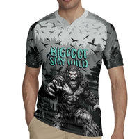 Bigfoot Stay Wild I Hate People Rugby Jersey Angry Sasquatch Distressed Forest Dark Fantasy