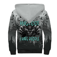Bigfoot Stay Wild I Hate People Sherpa Hoodie Angry Sasquatch Distressed Forest Dark Fantasy
