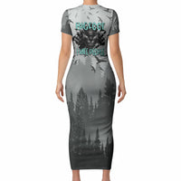 Bigfoot Stay Wild I Hate People Short Sleeve Bodycon Dress Angry Sasquatch Distressed Forest Dark Fantasy