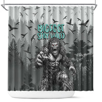 Bigfoot Stay Wild I Hate People Shower Curtain Angry Sasquatch Distressed Forest Dark Fantasy