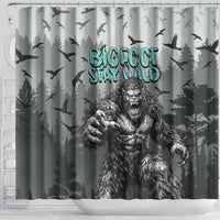 Bigfoot Stay Wild I Hate People Shower Curtain Angry Sasquatch Distressed Forest Dark Fantasy