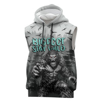 Bigfoot Stay Wild I Hate People Sleeveless Hoodie Angry Sasquatch Distressed Forest Dark Fantasy