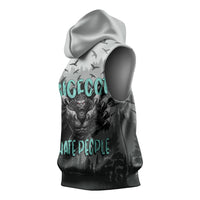 Bigfoot Stay Wild I Hate People Sleeveless Hoodie Angry Sasquatch Distressed Forest Dark Fantasy