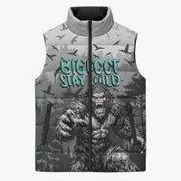 Bigfoot Stay Wild I Hate People Sleeveless Puffer Jacket Angry Sasquatch Distressed Forest Dark Fantasy