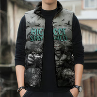 Bigfoot Stay Wild I Hate People Sleeveless Puffer Jacket Angry Sasquatch Distressed Forest Dark Fantasy