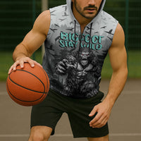 Bigfoot Stay Wild I Hate People Sleeveless Zip Hoodie Angry Sasquatch Distressed Forest Dark Fantasy