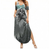 Bigfoot Stay Wild I Hate People Summer Maxi Dress Angry Sasquatch Distressed Forest Dark Fantasy