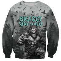 Bigfoot Stay Wild I Hate People Sweatshirt Angry Sasquatch Distressed Forest Dark Fantasy