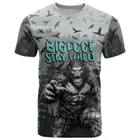 Bigfoot Stay Wild I Hate People T Shirt Angry Sasquatch Distressed Forest Dark Fantasy