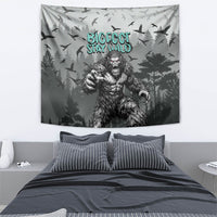 Bigfoot Stay Wild I Hate People Tapestry Angry Sasquatch Distressed Forest Dark Fantasy