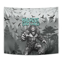 Bigfoot Stay Wild I Hate People Tapestry Angry Sasquatch Distressed Forest Dark Fantasy