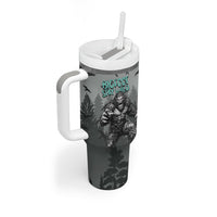 Bigfoot Stay Wild I Hate People Tumbler With Handle Angry Sasquatch Distressed Forest Dark Fantasy