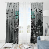 Bigfoot Stay Wild I Hate People Window Curtain Angry Sasquatch Distressed Forest Dark Fantasy