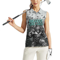 Bigfoot Stay Wild I Hate People Women Sleeveless Polo Shirt Angry Sasquatch Distressed Forest Dark Fantasy