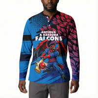 Personalized Antigua And Barbuda Cricket Button Sweatshirt Falcons Mascot Sport Style