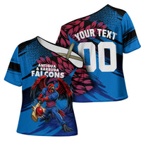 Personalized Antigua And Barbuda Cricket Cross Shoulder Shirt Falcons Mascot Sport Style
