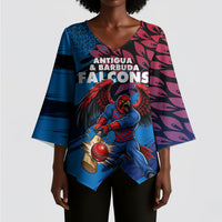 Personalized Antigua And Barbuda Cricket Kimono Sleeve Blouse Falcons Mascot Sport Style