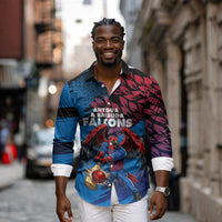 Personalized Antigua And Barbuda Cricket Long Sleeve Button Shirt Falcons Mascot Sport Style