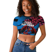 Personalized Antigua And Barbuda Cricket Raglan Cropped T shirt Falcons Mascot Sport Style