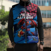 Personalized Antigua And Barbuda Cricket Sleeveless Puffer Jacket Falcons Mascot Sport Style