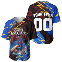 Personalized Antigua And Barbuda Cricket Baseball Jersey Falcons Caribbean Lightning Abstract Graphic