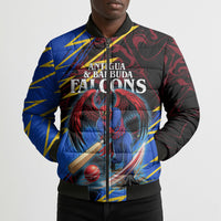 Personalized Antigua And Barbuda Cricket Bomber Puffer Jacket Falcons Caribbean Lightning Abstract Graphic