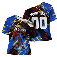 Personalized Antigua And Barbuda Cricket Cross Shoulder Shirt Falcons Caribbean Lightning Abstract Graphic