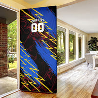 Personalized Antigua And Barbuda Cricket Door Cover Falcons Caribbean Lightning Abstract Graphic