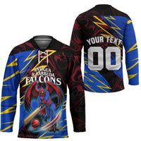 Personalized Antigua And Barbuda Cricket Hockey Jersey Falcons Caribbean Lightning Abstract Graphic