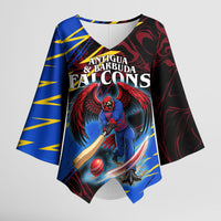 Personalized Antigua And Barbuda Cricket Kimono Sleeve Blouse Falcons Caribbean Lightning Abstract Graphic